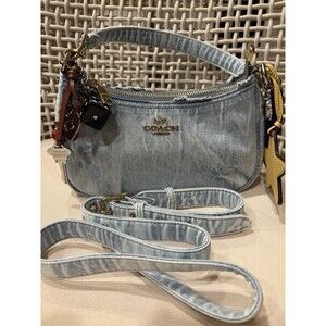 Coach Teri Shoulder Bag Loved Denim Purse Crossbody Bag Charms Light Indigo NWT